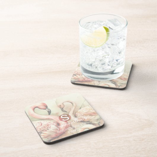 Flamingo Monogram Bier Onderzetter (Rechterzijde)