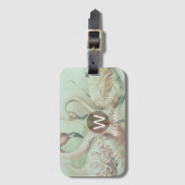 Flamingo-monogram gepersonaliseerd bagagelabel (Voorkant (verticaal))