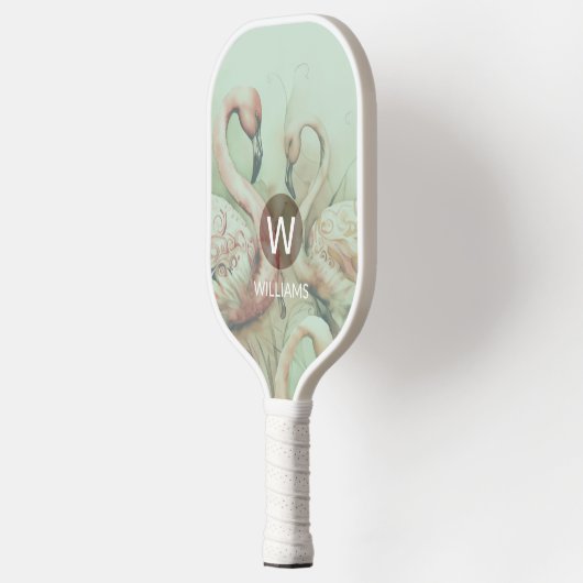 Flamingo-monogram gepersonaliseerd pickleball paddle (Links)