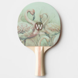 Flamingo-monogram gepersonaliseerd tafeltennisbatje
