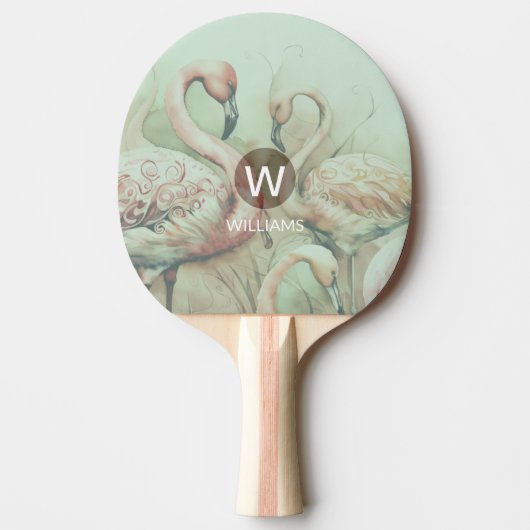Flamingo-monogram gepersonaliseerd tafeltennisbatje (Voorkant)