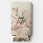 Flamingo Monogram Op Maat Seltzer Blikjeskoeler (Achterkant)