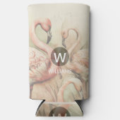Flamingo Monogram Op Maat Seltzer Blikjeskoeler (Voorkant)