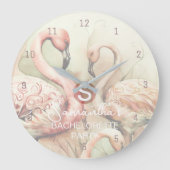 Flamingo Monogram Sjabloon Wandklok (Voorkant)