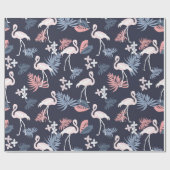 Flamingo, monstera Navy blush roze dusty blue Cadeaupapier (Vlak)