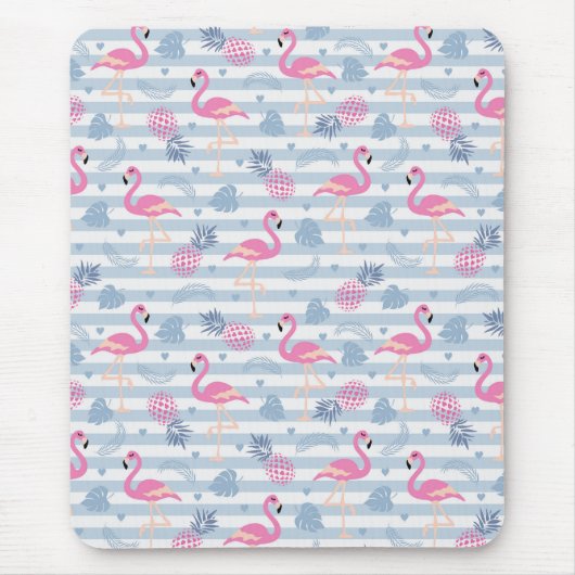 Flamingo Mousepad - Roze & Blauw Muismat (Voorkant)