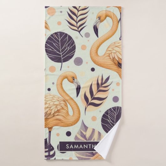  Flamingo Naadloos Badhanddoek (Badhanddoek)