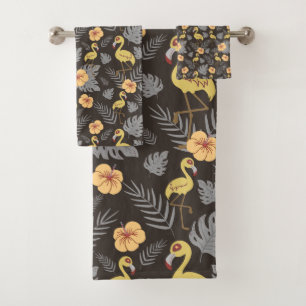 Flamingo naadloos met bloemen en bladeren bad handdoek