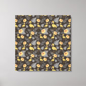 Flamingo naadloos met bloemen en bladeren canvas afdruk (Voorkant)