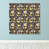 Flamingo naadloos met bloemen en bladeren canvas afdruk (Insitu (Houten vloer))
