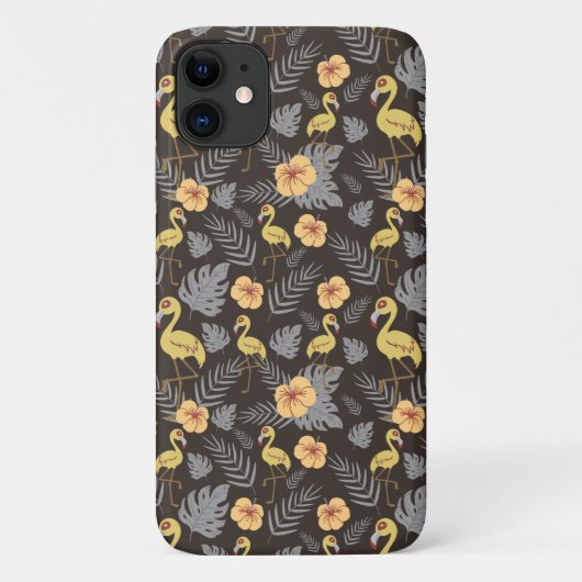 Flamingo naadloos met bloemen en bladeren Case-Mate iPhone case (Achterkant)