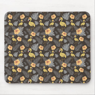 Flamingo naadloos met bloemen en bladeren muismat