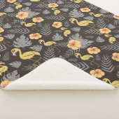 Flamingo naadloos met bloemen en bladeren sherpa deken (3/4)