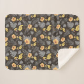 Flamingo naadloos met bloemen en bladeren sherpa deken (Voorkant (horizontaal))