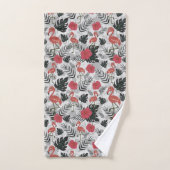 Flamingo naadloos patroon met florale achtergrond bad handdoek (Handdoek)