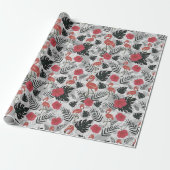 Flamingo naadloos patroon met florale achtergrond cadeaupapier (Uitgerold)