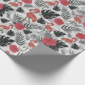 Flamingo naadloos patroon met florale achtergrond cadeaupapier (Hoek)