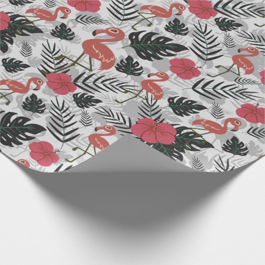Flamingo naadloos patroon met florale achtergrond cadeaupapier (Hoek)