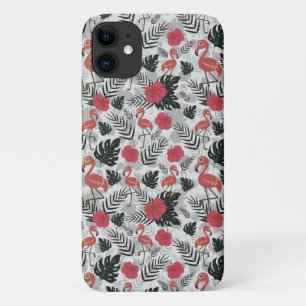 Flamingo naadloos patroon met florale achtergrond Case-Mate iPhone case
