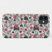 Flamingo naadloos patroon met florale achtergrond Case-Mate iPhone case (Achterkant (horizontaal))