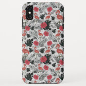 Flamingo naadloos patroon met florale achtergrond Case-Mate iPhone case (Achterkant)