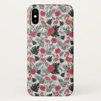 Flamingo naadloos patroon met florale achtergrond