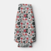 Flamingo naadloos patroon met florale achtergrond flesjeskoeler (Voorkant)