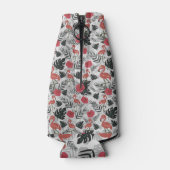 Flamingo naadloos patroon met florale achtergrond flesjeskoeler (Achterkant)