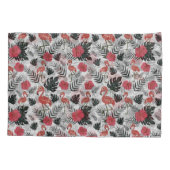 Flamingo naadloos patroon met florale achtergrond kussensloop (Achterkant-Links)