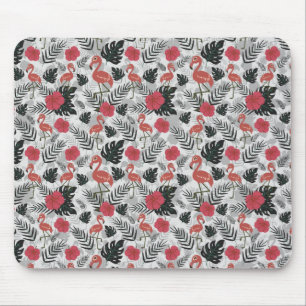 Flamingo naadloos patroon met florale achtergrond muismat