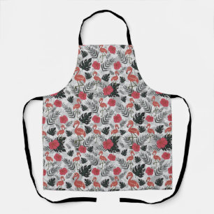 Flamingo naadloos patroon met florale achtergrond schort