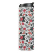 Flamingo naadloos patroon met florale achtergrond thermosbeker (Gedraaid links)