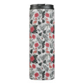Flamingo naadloos patroon met florale achtergrond thermosbeker (Achterkant)