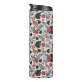 Flamingo naadloos patroon met florale achtergrond thermosbeker (Geroteerd rechts)