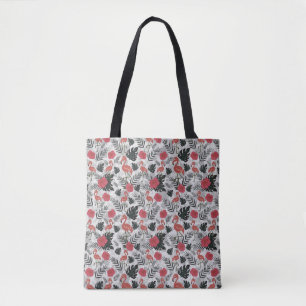 Flamingo naadloos patroon met florale achtergrond tote bag