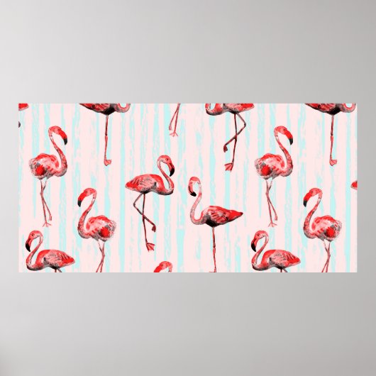 Flamingo naadloos patroon poster (Voorkant)