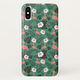 Flamingo naadloos patroon roze op groene achtergro Case-Mate iPhone case