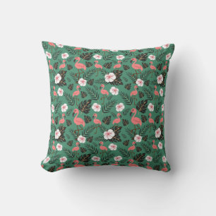 Flamingo naadloos patroon roze op groene achtergro kussen