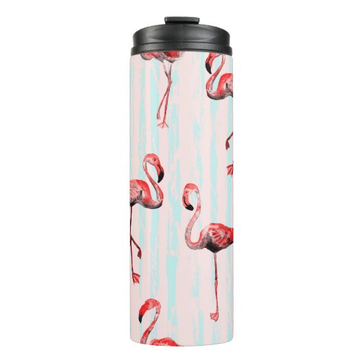 Flamingo naadloos patroon thermosbeker (Voorkant)
