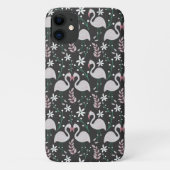 Flamingo naadloos patroonwit op donkere achtergron Case-Mate iPhone case (Achterkant)
