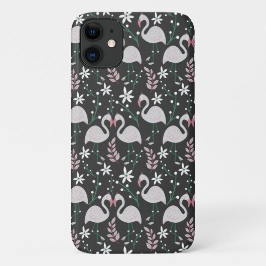 Flamingo naadloos patroonwit op donkere achtergron Case-Mate iPhone case (Achterkant)