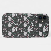 Flamingo naadloos patroonwit op donkere achtergron Case-Mate iPhone case (Achterkant (horizontaal))