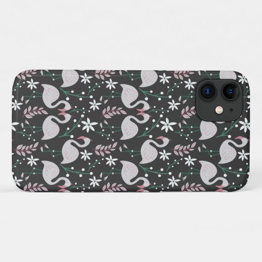 Flamingo naadloos patroonwit op donkere achtergron Case-Mate iPhone case (Achterkant (horizontaal))