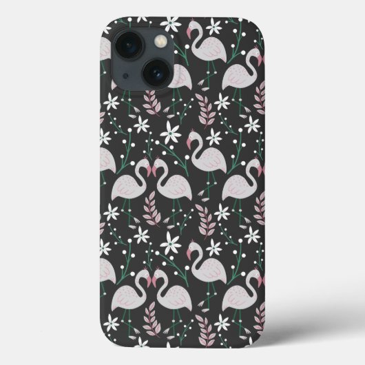 Flamingo naadloos patroonwit op donkere achtergron Case-Mate iPhone case (Achterkant)
