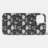 Flamingo naadloos patroonwit op donkere achtergron Case-Mate iPhone case (Achterkant (horizontaal))