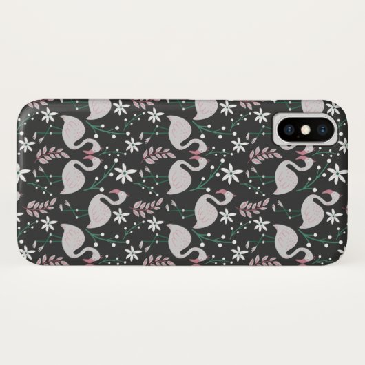Flamingo naadloos patroonwit op donkere achtergron Case-Mate iPhone case (Achterkant (horizontaal))