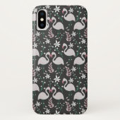 Flamingo naadloos patroonwit op donkere achtergron Case-Mate iPhone case (Achterkant)