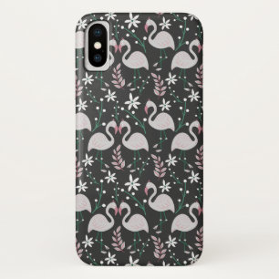 Flamingo naadloos patroonwit op donkere achtergron Case-Mate iPhone case