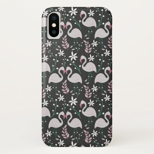 Flamingo naadloos patroonwit op donkere achtergron Case-Mate iPhone case (Achterkant)