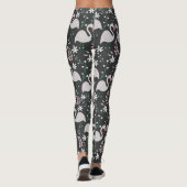 Flamingo naadloos patroonwit op donkere achtergron leggings (Achterkant)